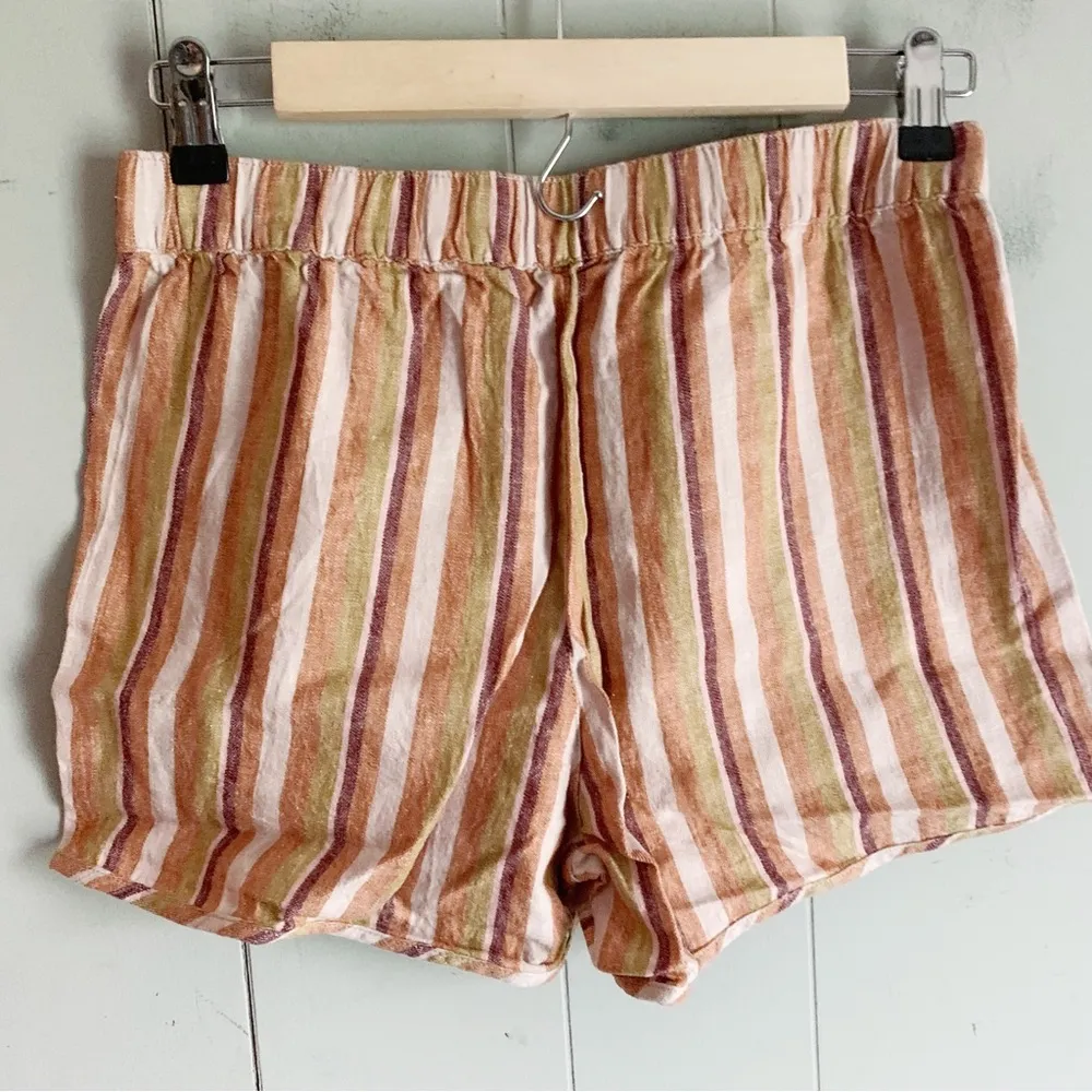 MADEWELL Linen Blend Printed Pull-On Shorts Rainbow Stripe - Image 6