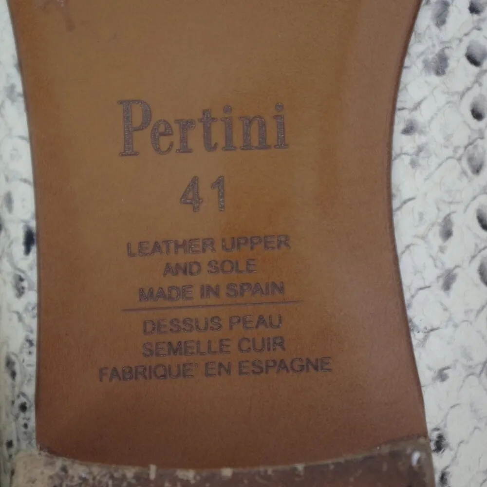 Pertini Spanish Made Snake Print Leather Flats Size 41 Gray - Image 2