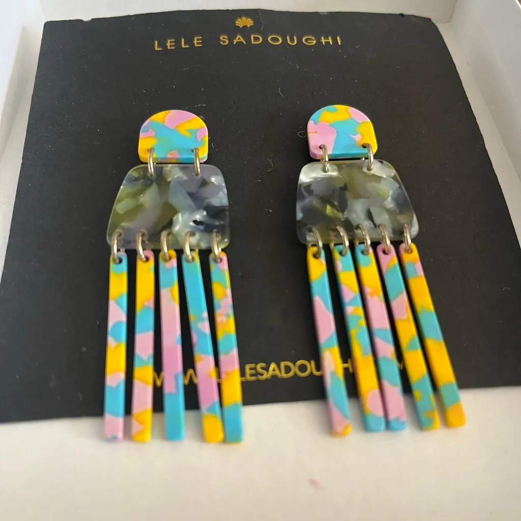 NEW Lele Sadoughi Empire Earrings colorful dangle jewelry - Image 2