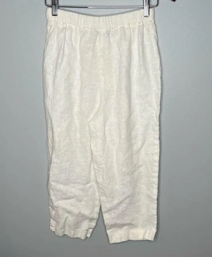 Vintage Harve Benard 100% linen white cropped pants women lightweight size 8 - Image 6