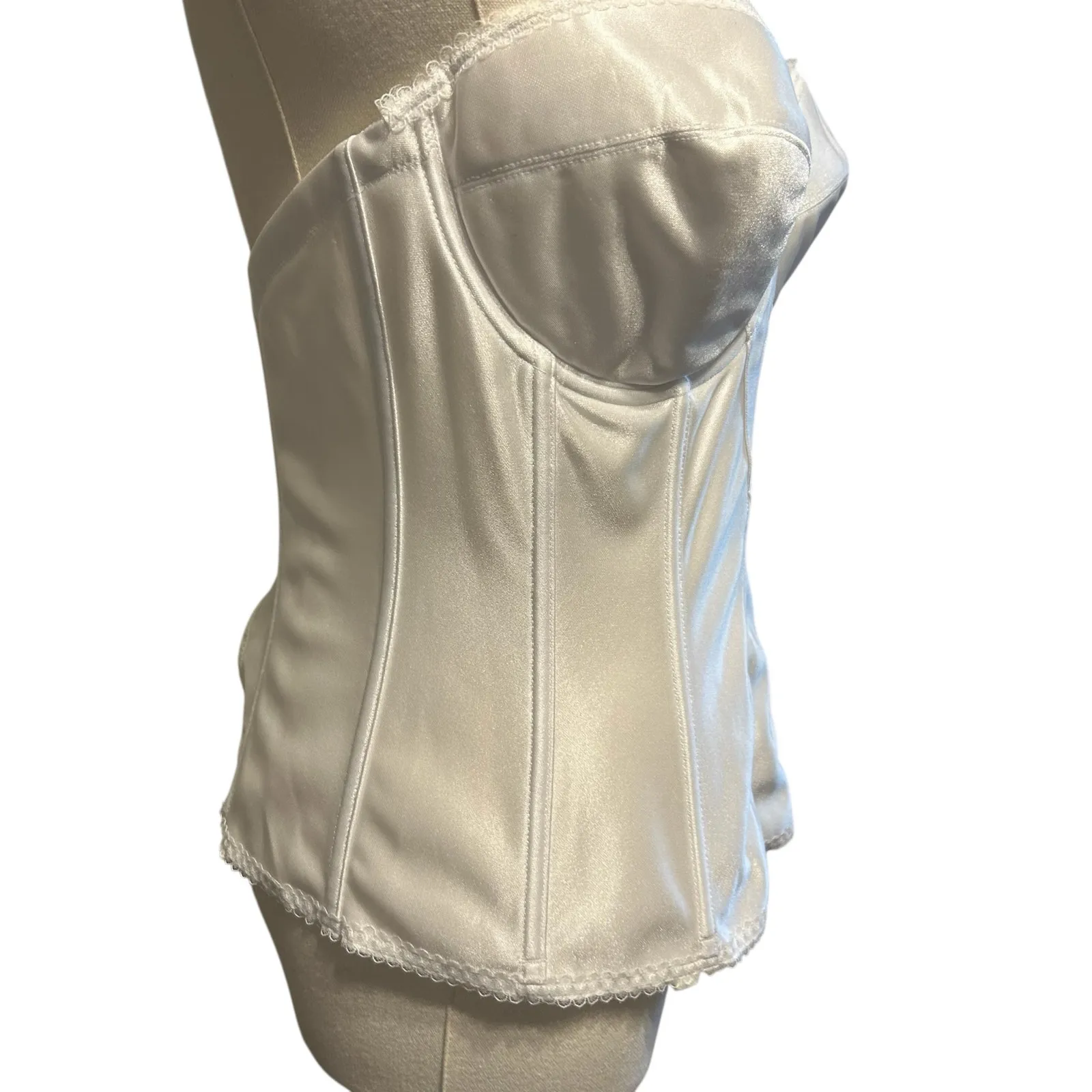 Dominique WHITE Juliette Strapless Longline Corset Size US 36D Barbed Underwire - Image 3