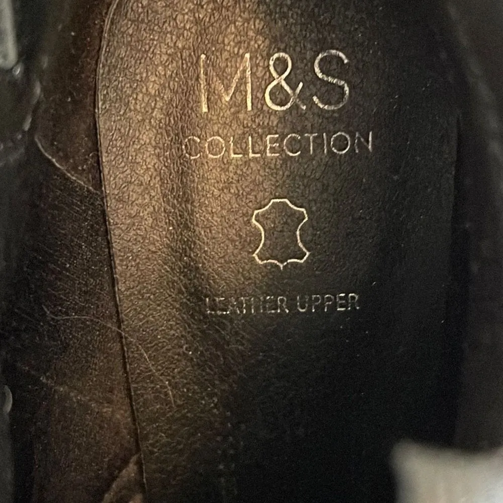 M&S Collection Womens Animal Print Ankle Boots Insolia Heels Tan Leather Size 3/ - Image 8