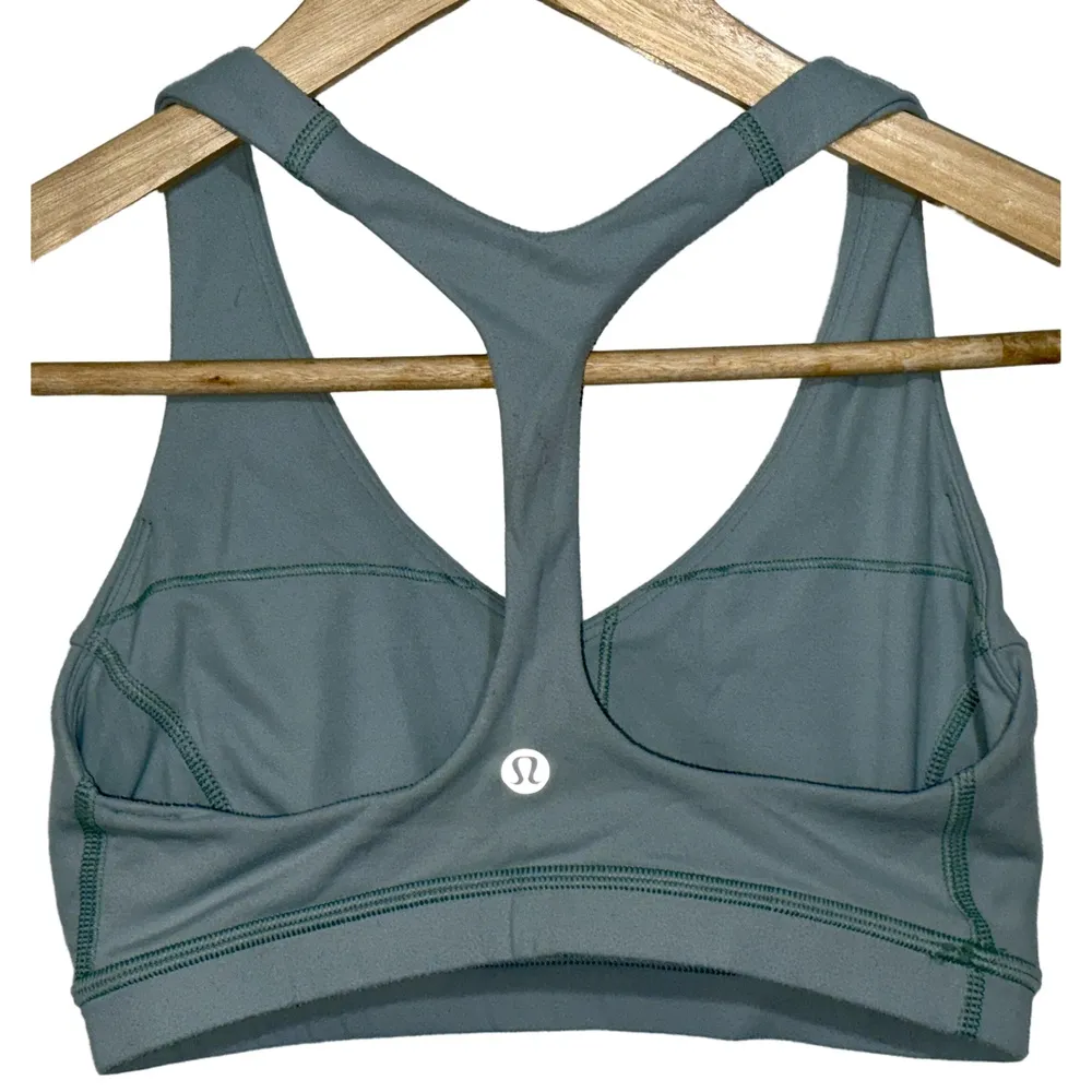 Lululemon Flow Y Sports Bra LW2CM5S Tidewater Teal Green Blue Luxtreme Size 4 - Image 2