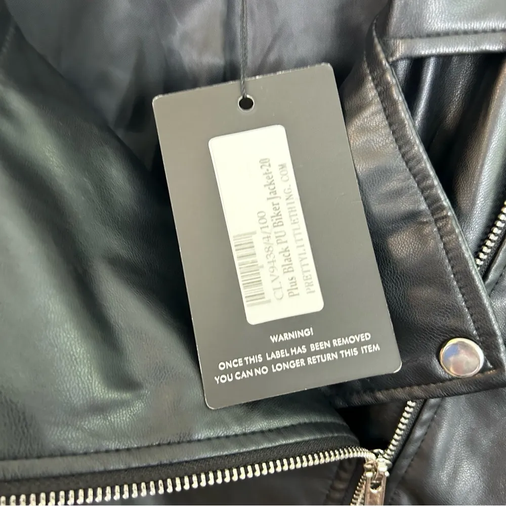 NWT PrettyLittleThing Black Faux Leather PU Biker/Moto Jacket Plus Size XL - Image 12