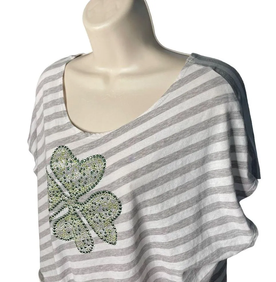 J Mode USA Womens Crop Top Irish Shamrock Blouse Plus Size 3X u Gray - Image 4