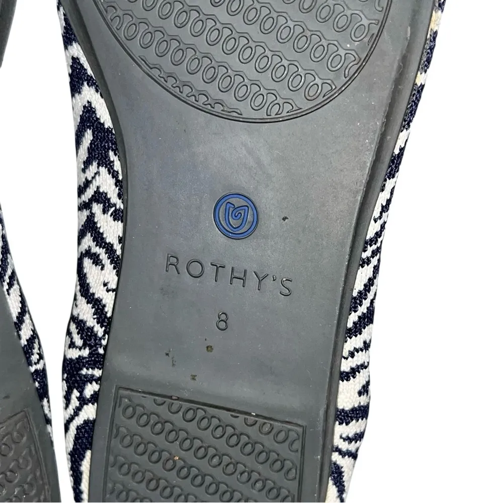 Rothy's The Almond Loafer Zebra Print Navy Blue & White Loafers Flats Shoes 8 - Image 13
