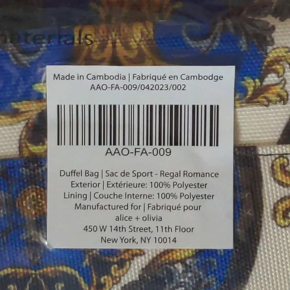 Alice + Olivia  X FABFITFUN Duffle Bag Blue White Black Overnight Weekender - Image 5