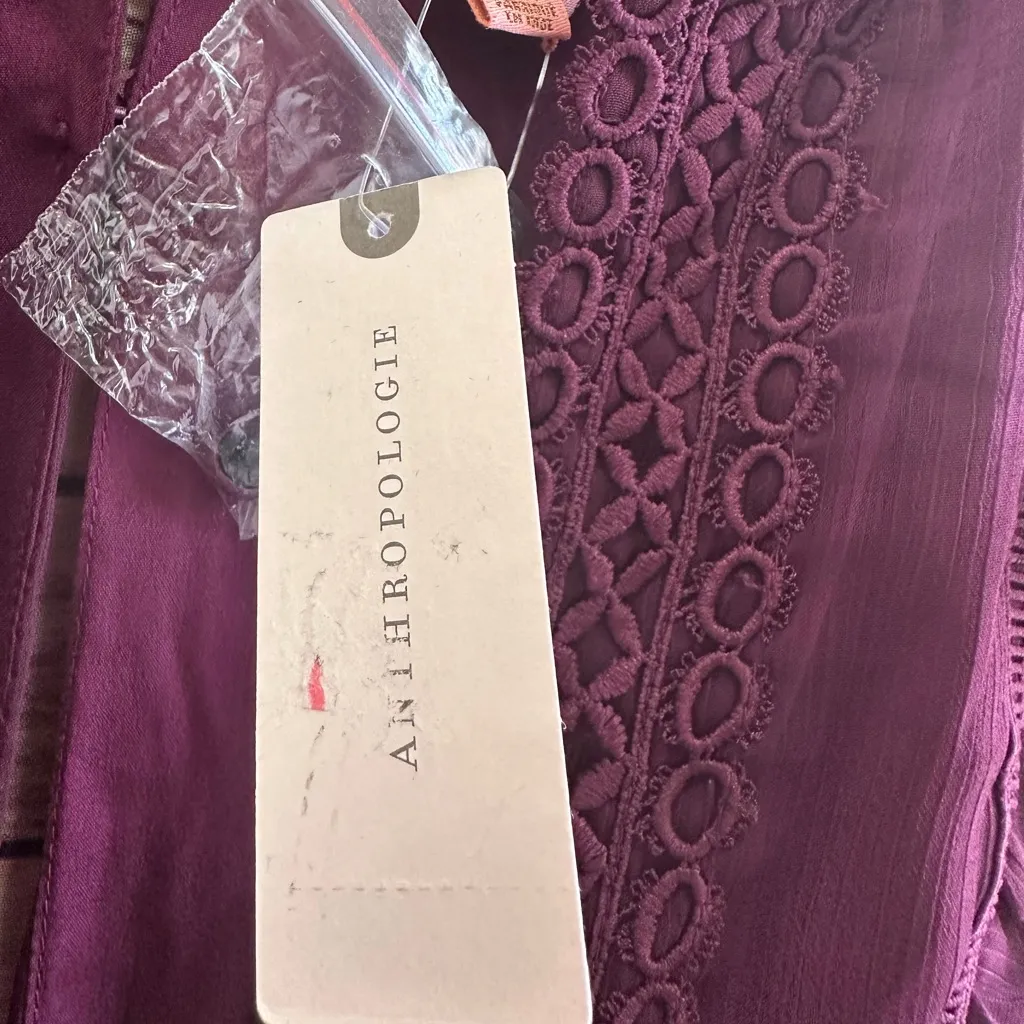 Anthropologie Not So Serious Dress Women’s Size 8 Plum Purple Mini Ruffle NWT - Image 6