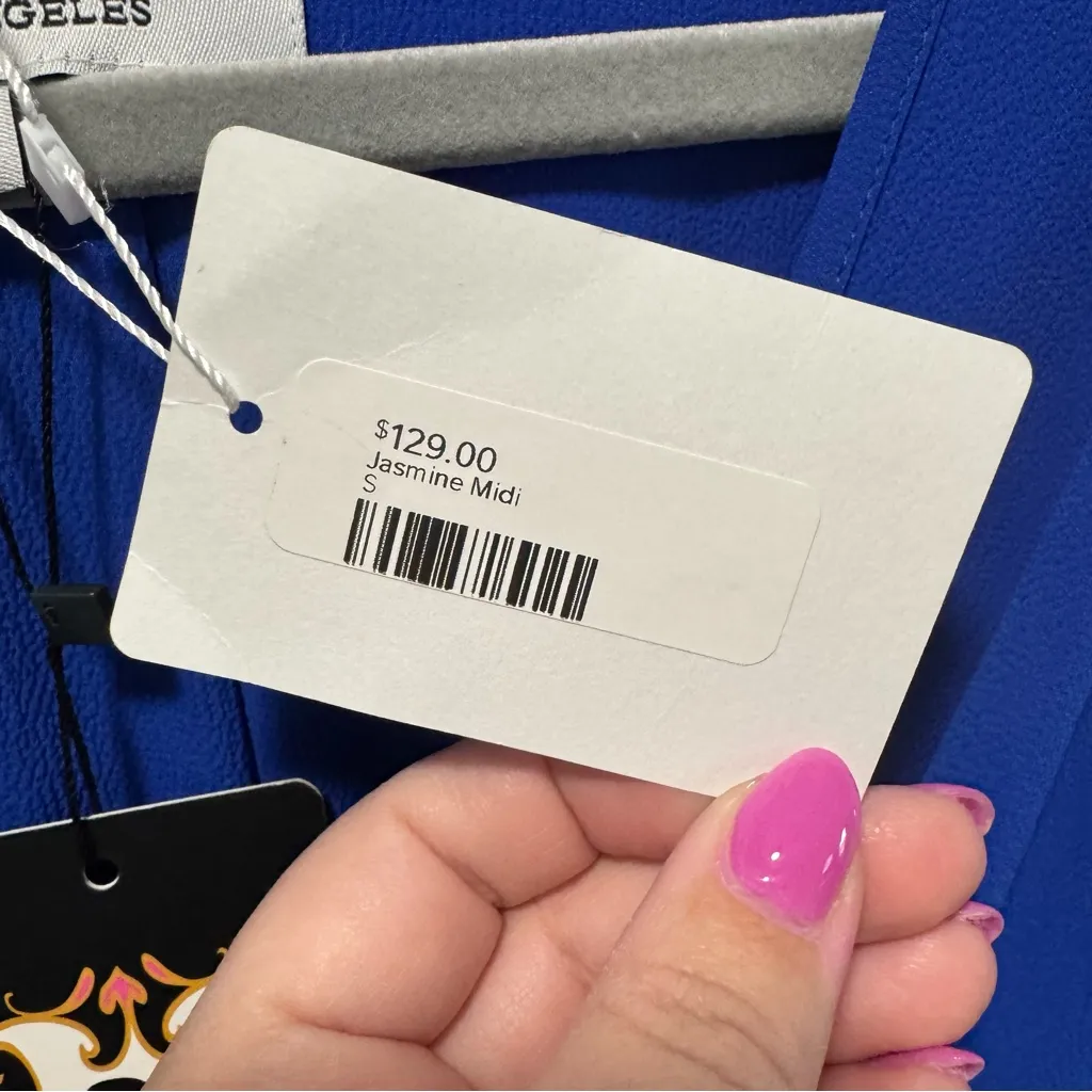 Meghan Los Angeles‎ Jasmine Midi Dress NWT size Small Royal Blue Faux Wrap - Image 8