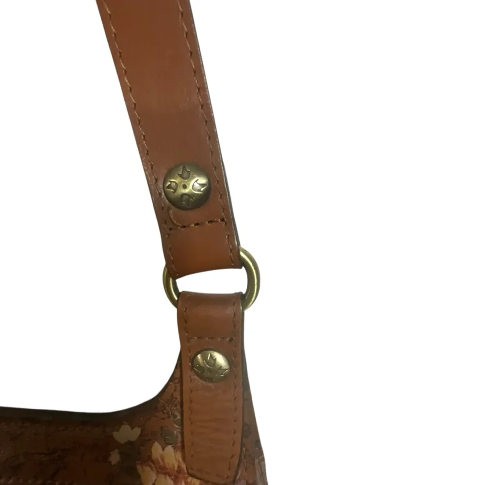 Patricia Nash English Garden Floral Map London Brown Leather Saddle Bag - Image 5