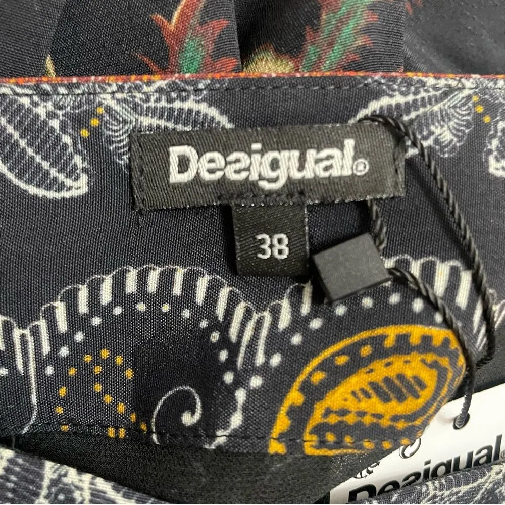 NWT Desigual Boho Floral Straight Dress Black Orange Yellow Size 38 EU| 4 US NEW - Image 13