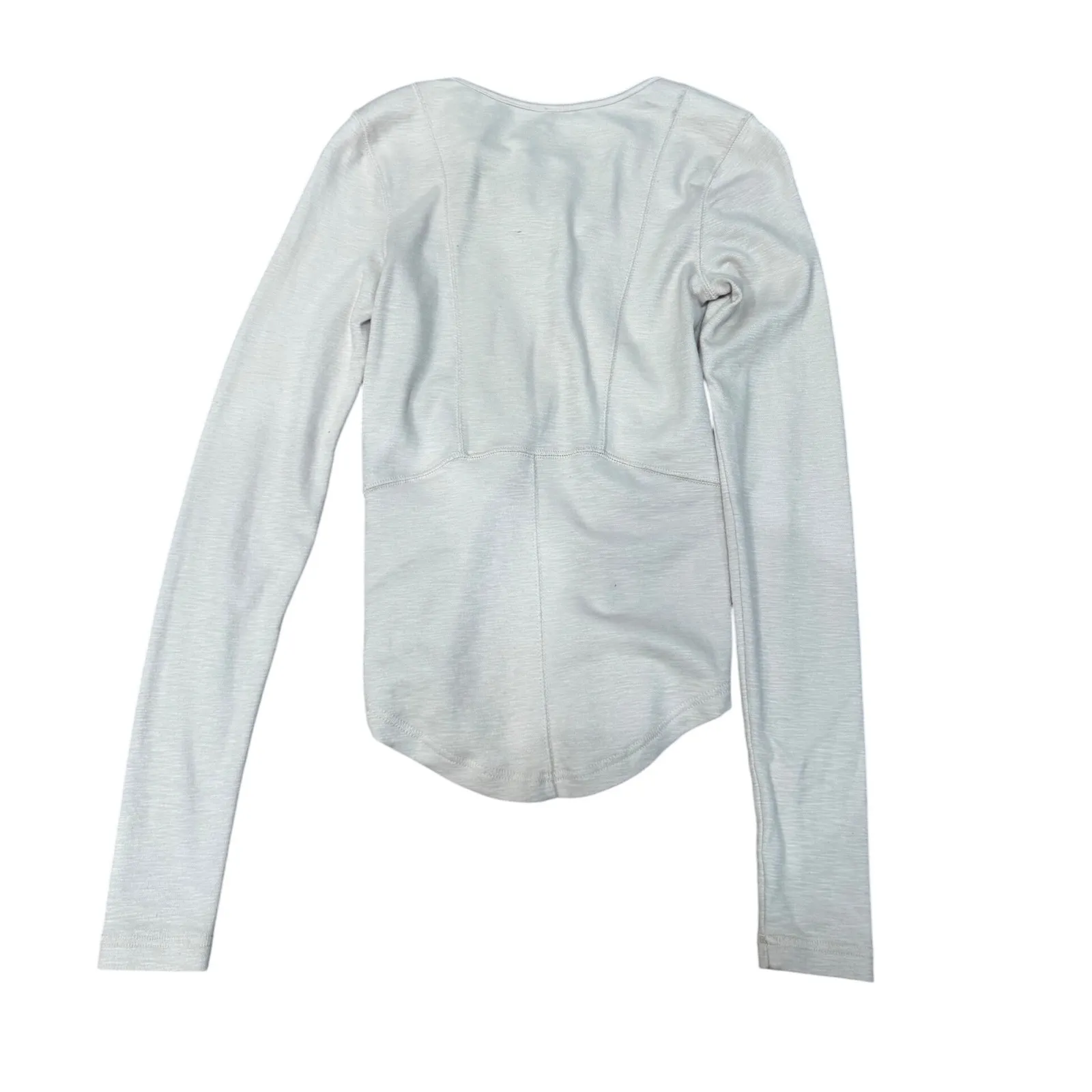 Free People Long Sleeve Lace Up V Neck Top Light Gray Size XS - Image 2