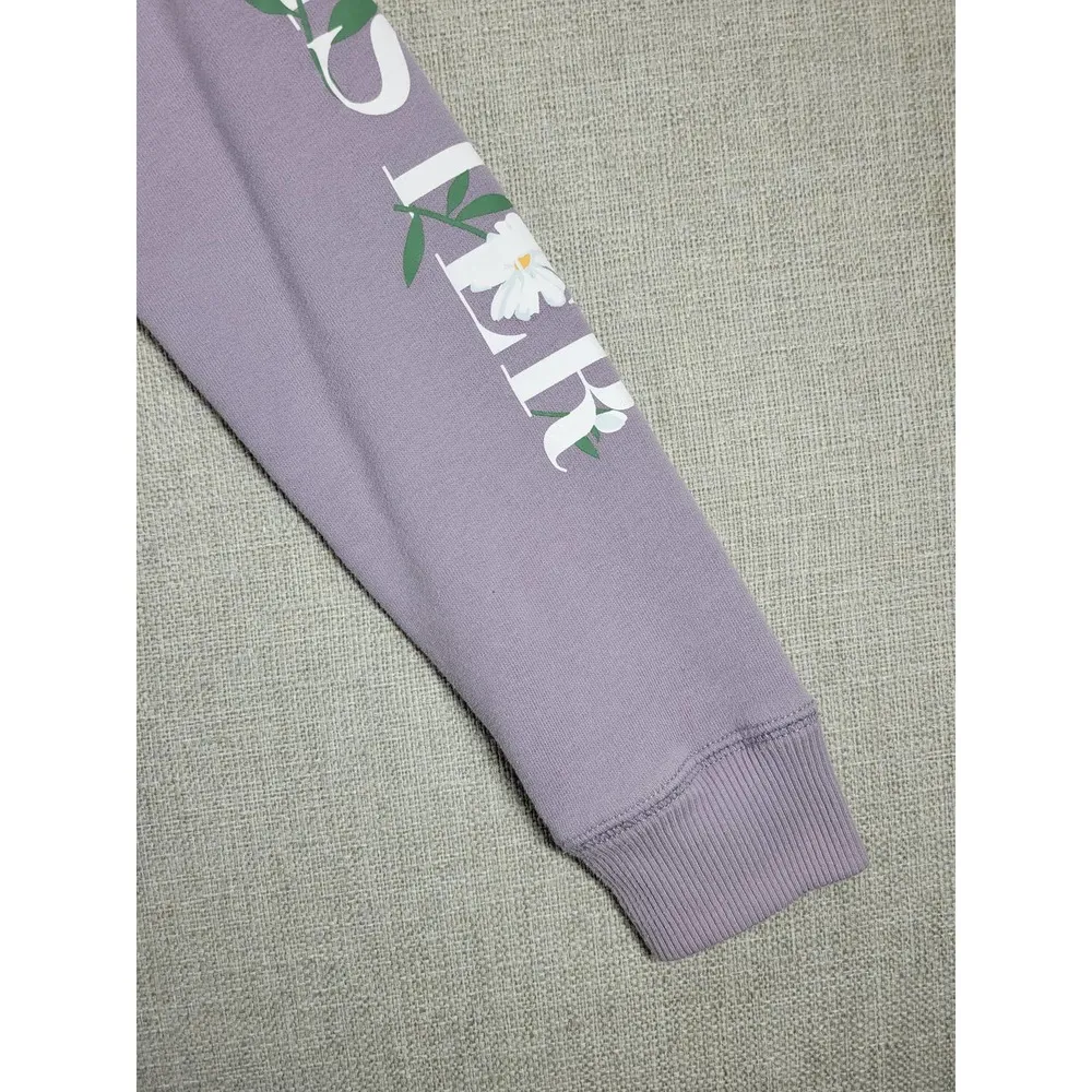 Hollister Womens Sweatshirt Size XS Lavender Floral Logo Crew Neck Pullover - Image 5
