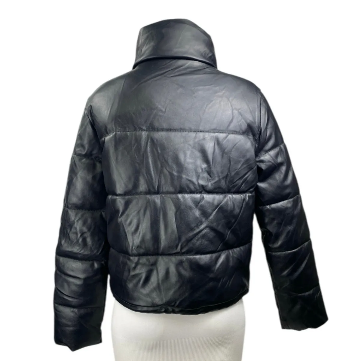 Hollister Women's Black Full Zip Snap Long Sleeve Puffer Coat Jacket Size S - Image 3