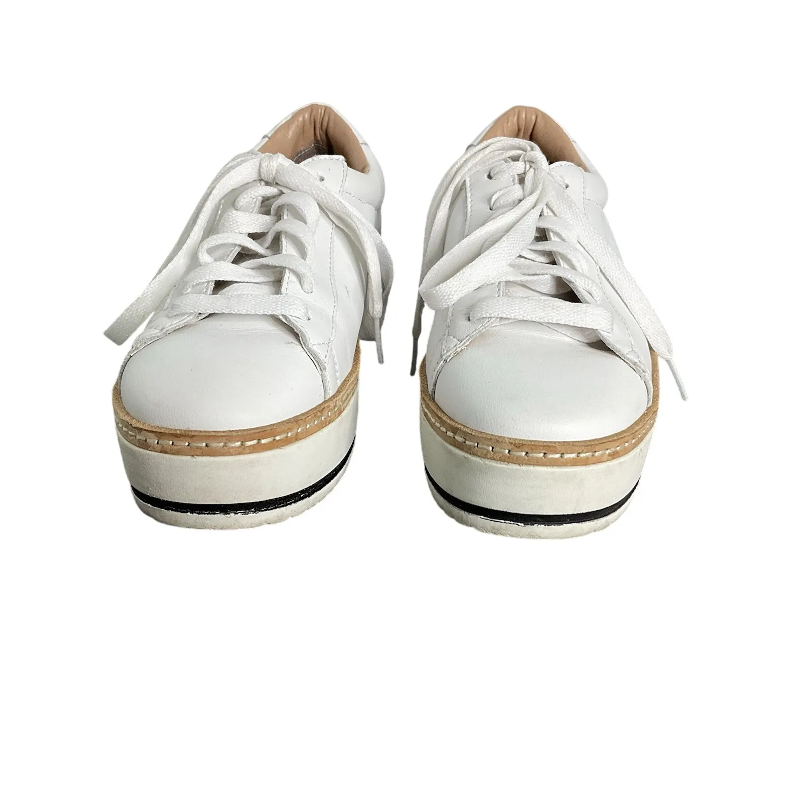 Chelsea & Violet Women's Penny Leather Platform Lace-Up Sneakers‎ White Sz 7.5M - Image 3