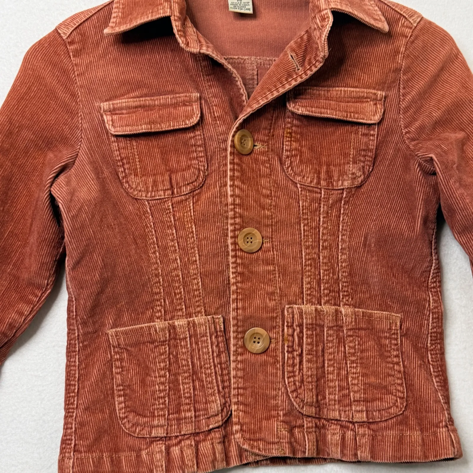 Tulle Anthropologie Corduroy Trucker Jacket Sz PS Utility Y2K Barn Chore Boho Orange - Image 4