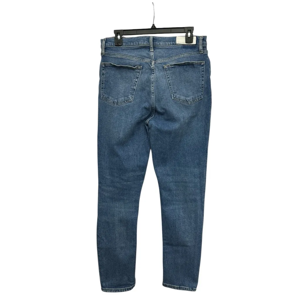 Re/done 90s High Rise Ankle Crop Jeans Size 31 Distressed Light Wash Button Fly - Image 2