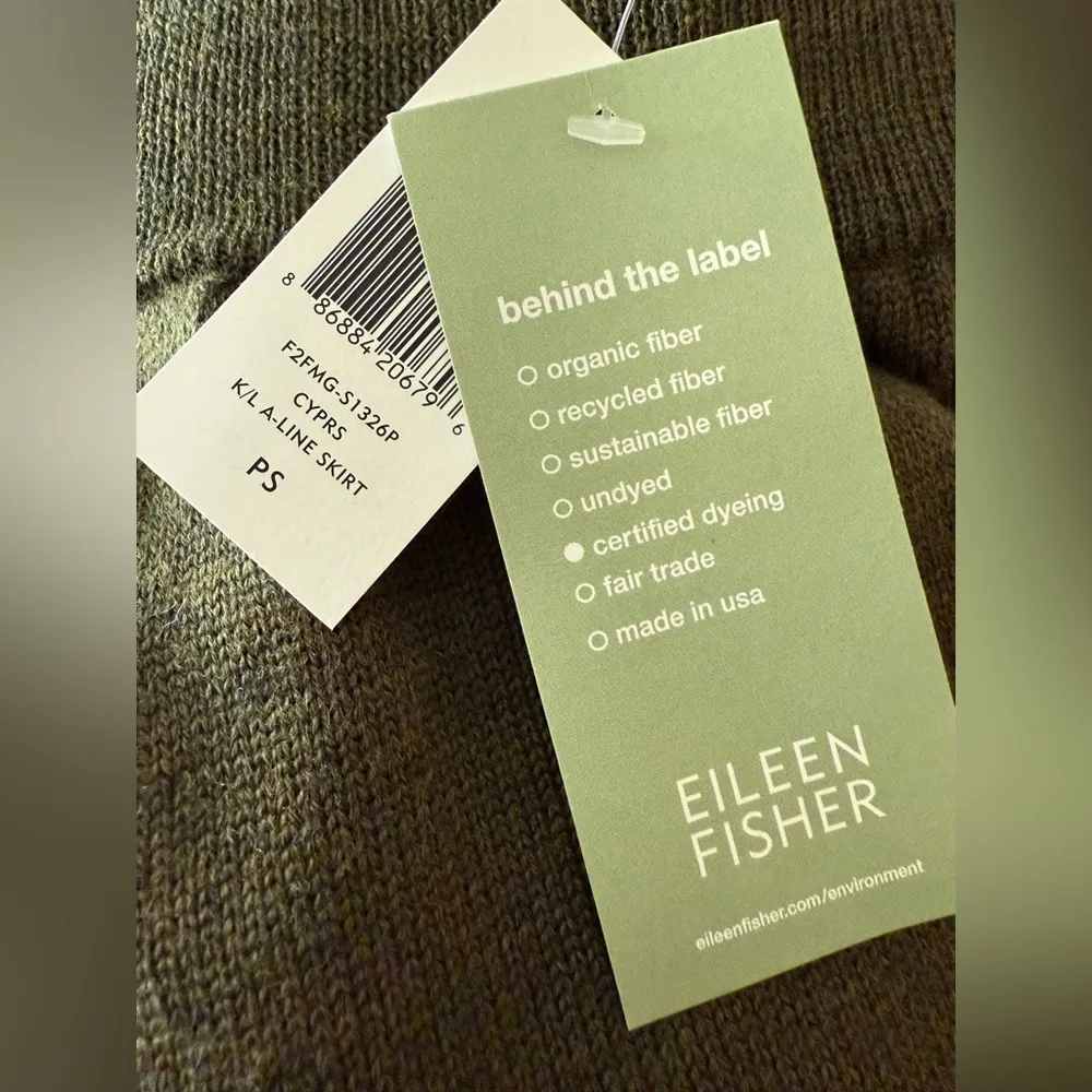 Eileen Fisher Vintage Skirt Fine Merino Jersey Wool A-Line Cypress NWT Petite PS - Image 2