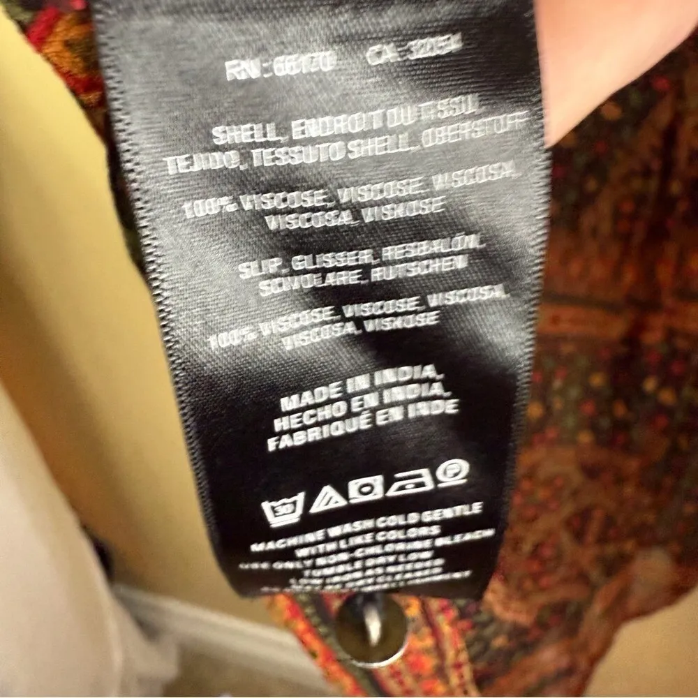 Akemi + Kin Munro Paisley Embroidered Beaded Boho Tunic Dress Size Large Praire Brown - Image 13