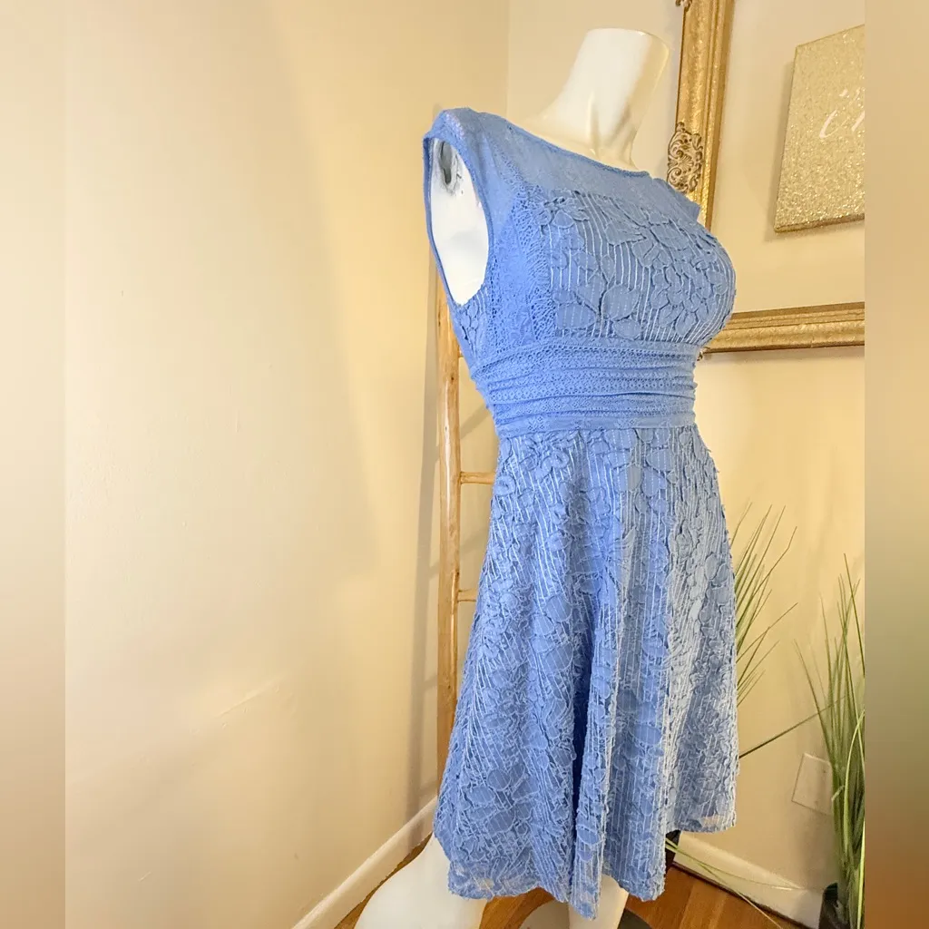 Anthropologie Moulinette Soeurs Liliflora Dress Blue Floral Lace 4 - Image 4