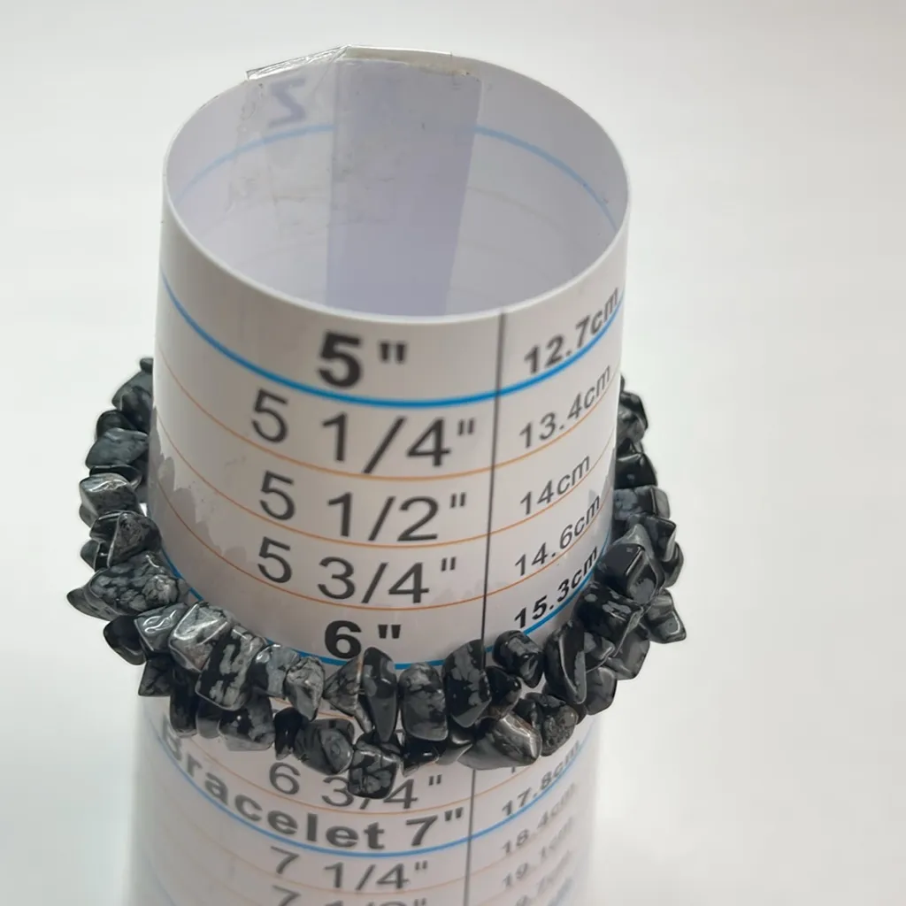 Boho Gray & black Stone wire wrap bracelet - Image 3