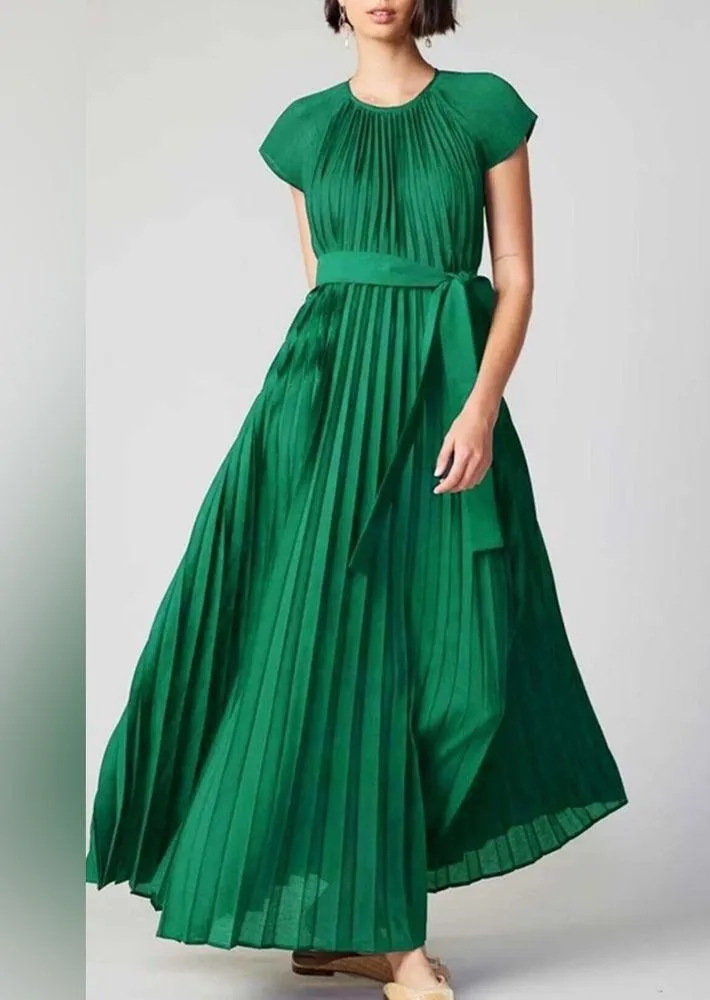 NWT Current Air Mona Pleated Maxi Dress Green Size Medium - Image 2