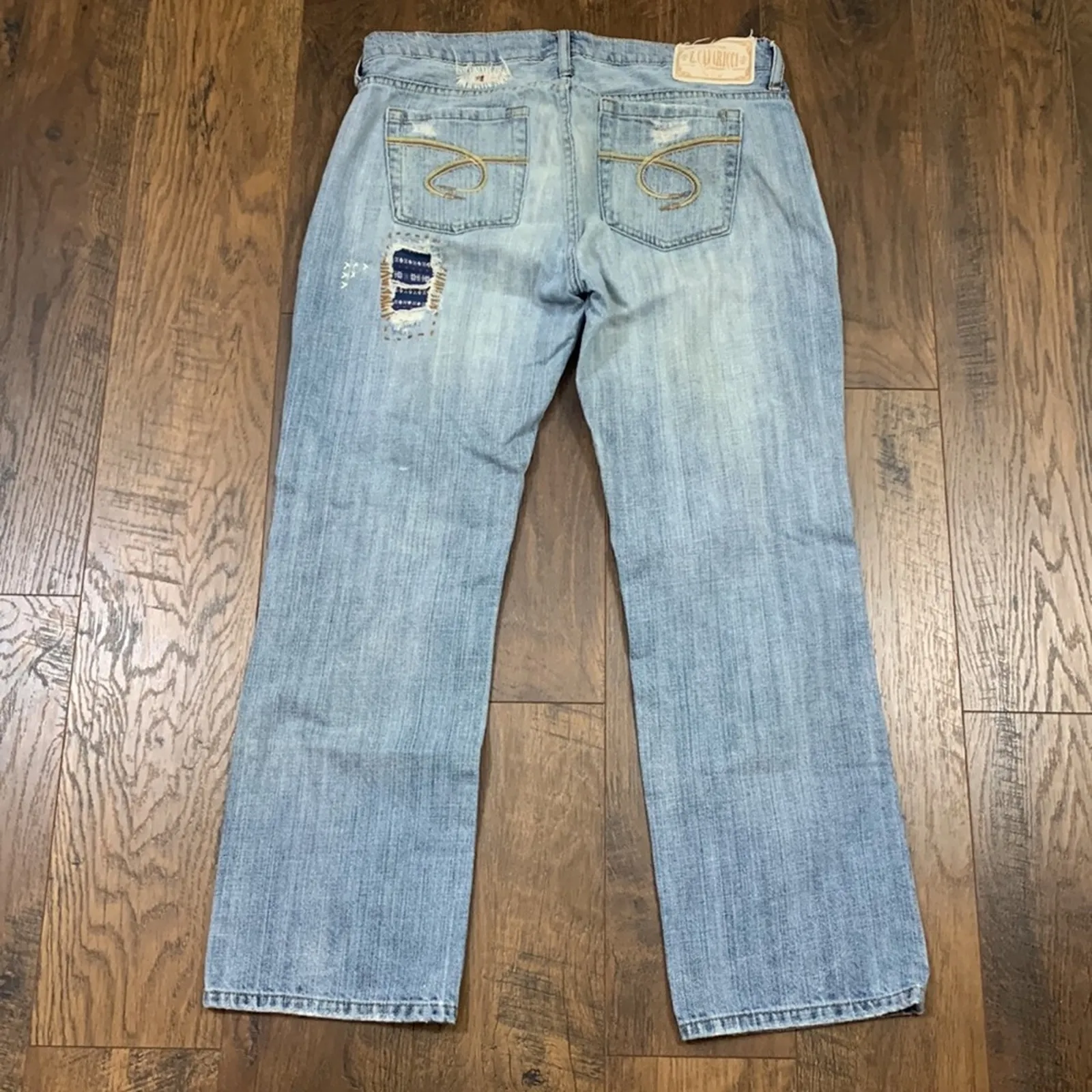 Z Cavaricci Authentic Vintage Patchwork Distressed Crop Jeans Blue Size undefined - Image 4