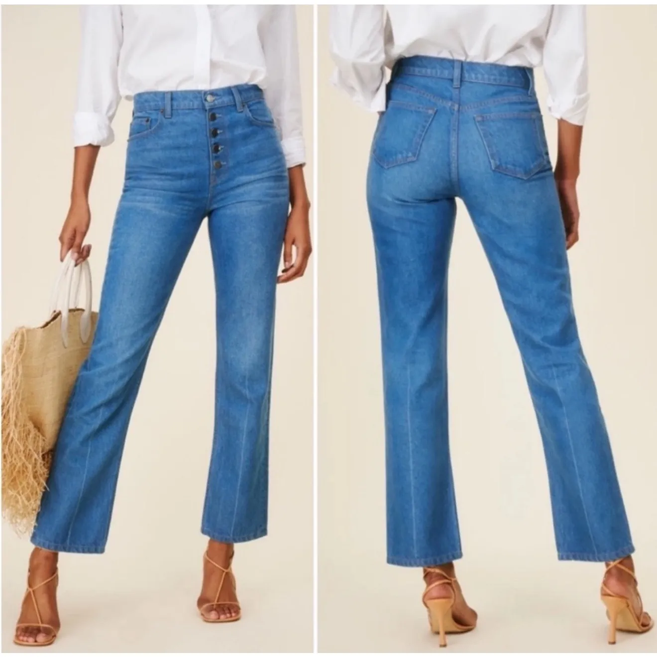 NEW-NWT Reformation Cynthia Button Fly High Rise Straight Jeans Size 24 - Image 2