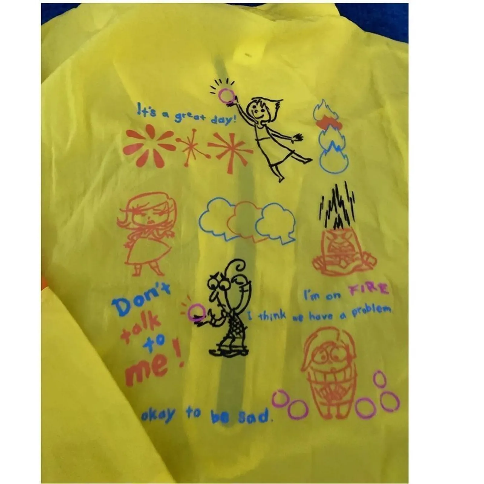 DISNEY PIXAR Inside Out Windbreaker in Yellow Size Adult Unisex 2XL New w/ Tag - Image 3