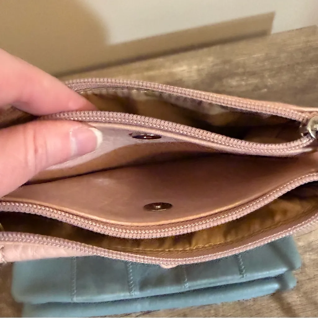 2 Faux Leather Purses Poche Lauren Conrad & CL Blush Pink Blue Crossbody - Image 12