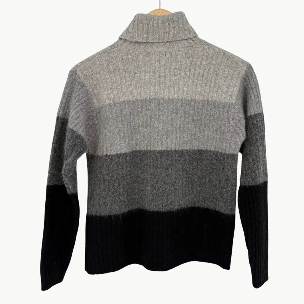 Vintage 90s SKYR Lambswool Angora Ribbed Stripe Turtleneck Sweater | Sz M | Gray Black Size M - Image 3