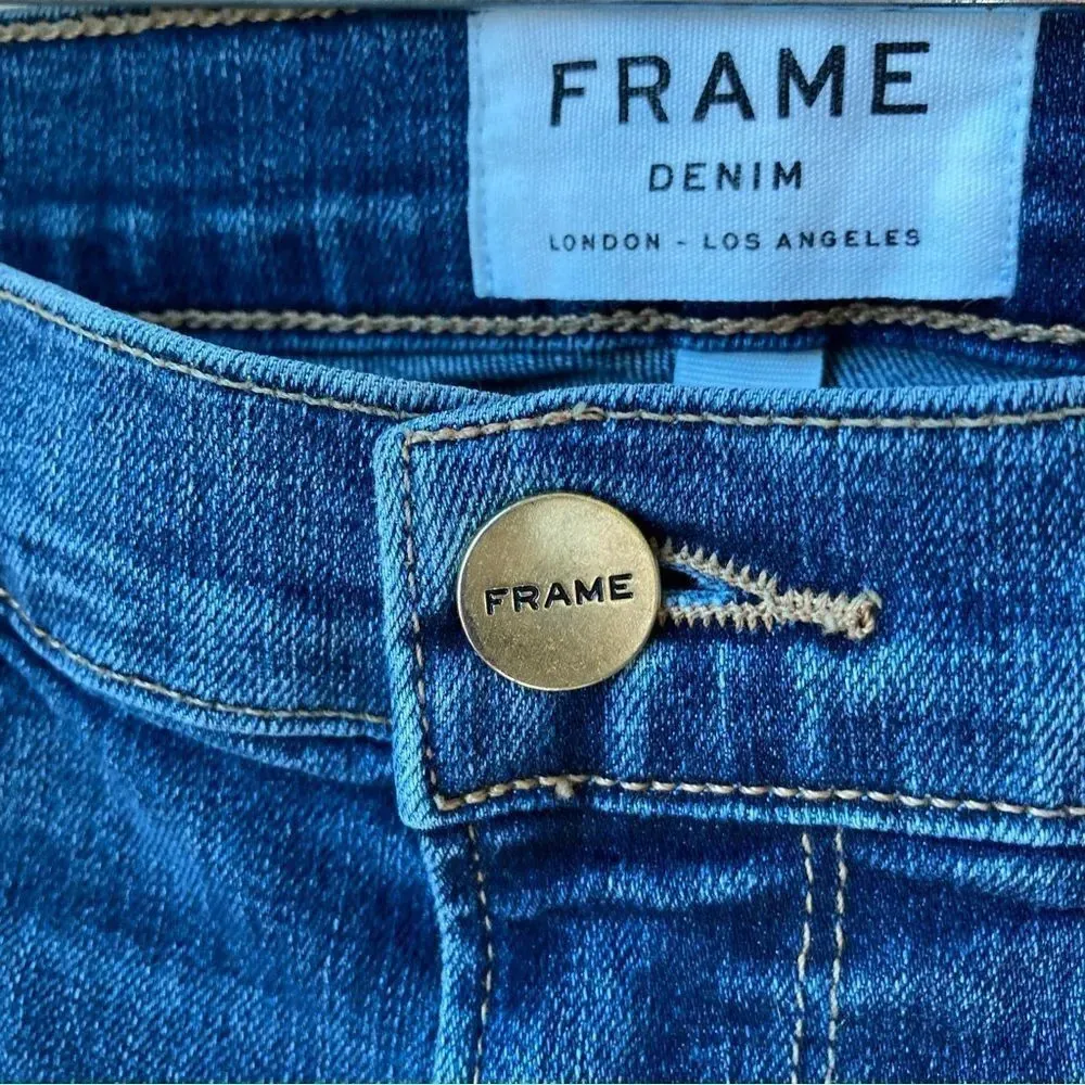 FRAME Le Skinny de Jeanne Chewed Hem Medium Wash Jeans Size 28 - Image 5