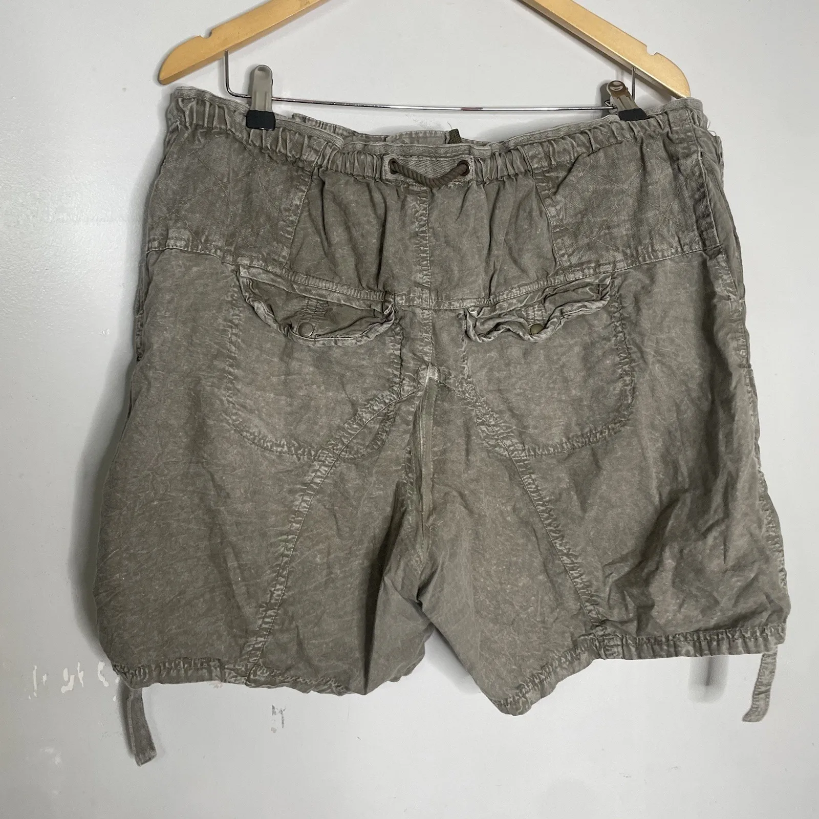 Free People Moon Bay Utility Parachute Shorts Festival L Washed Army Green - Image 5
