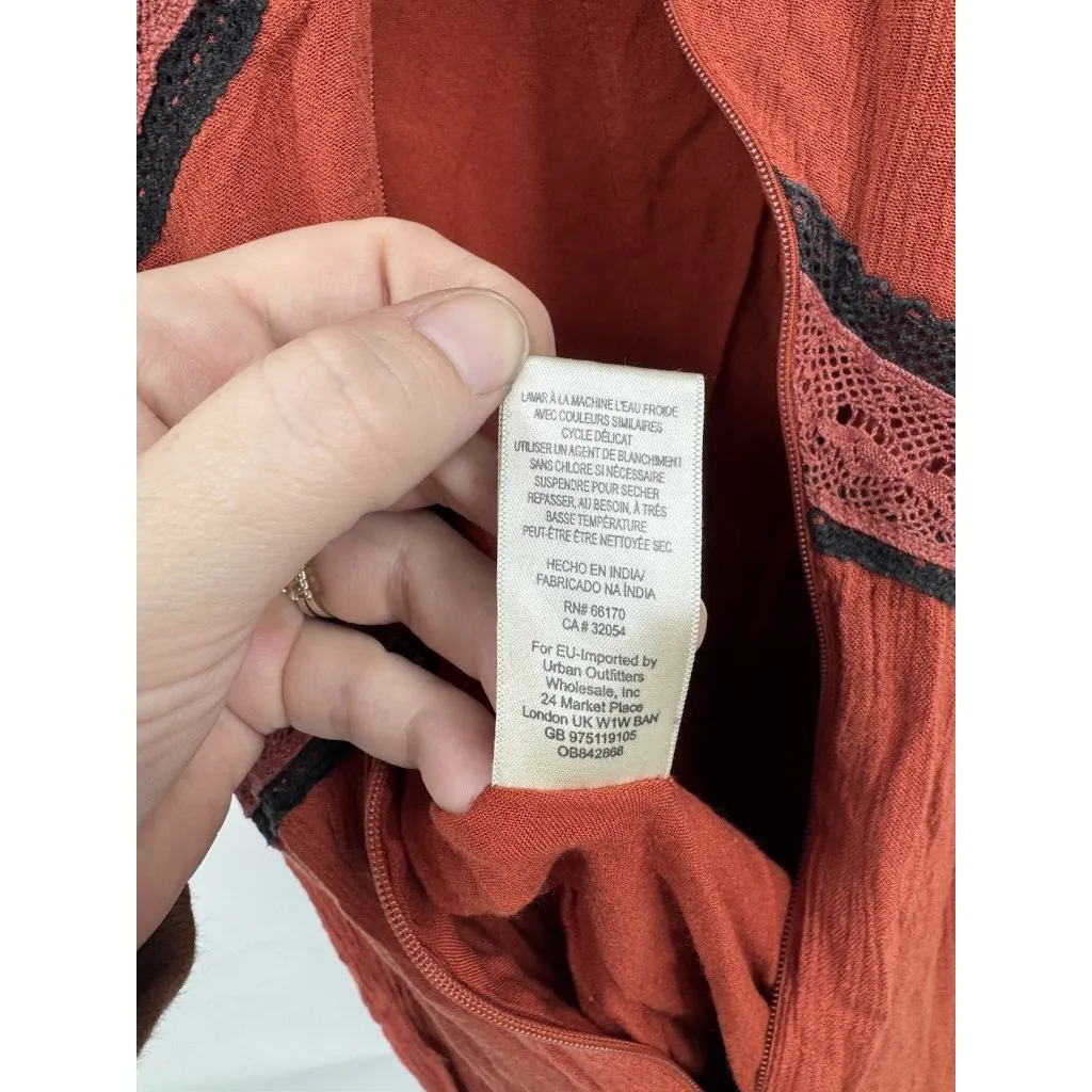 Maeve Anthropologie Desert Embroidered Wide Leg Jumpsuit Women 0 Orange Bohemian - Image 5