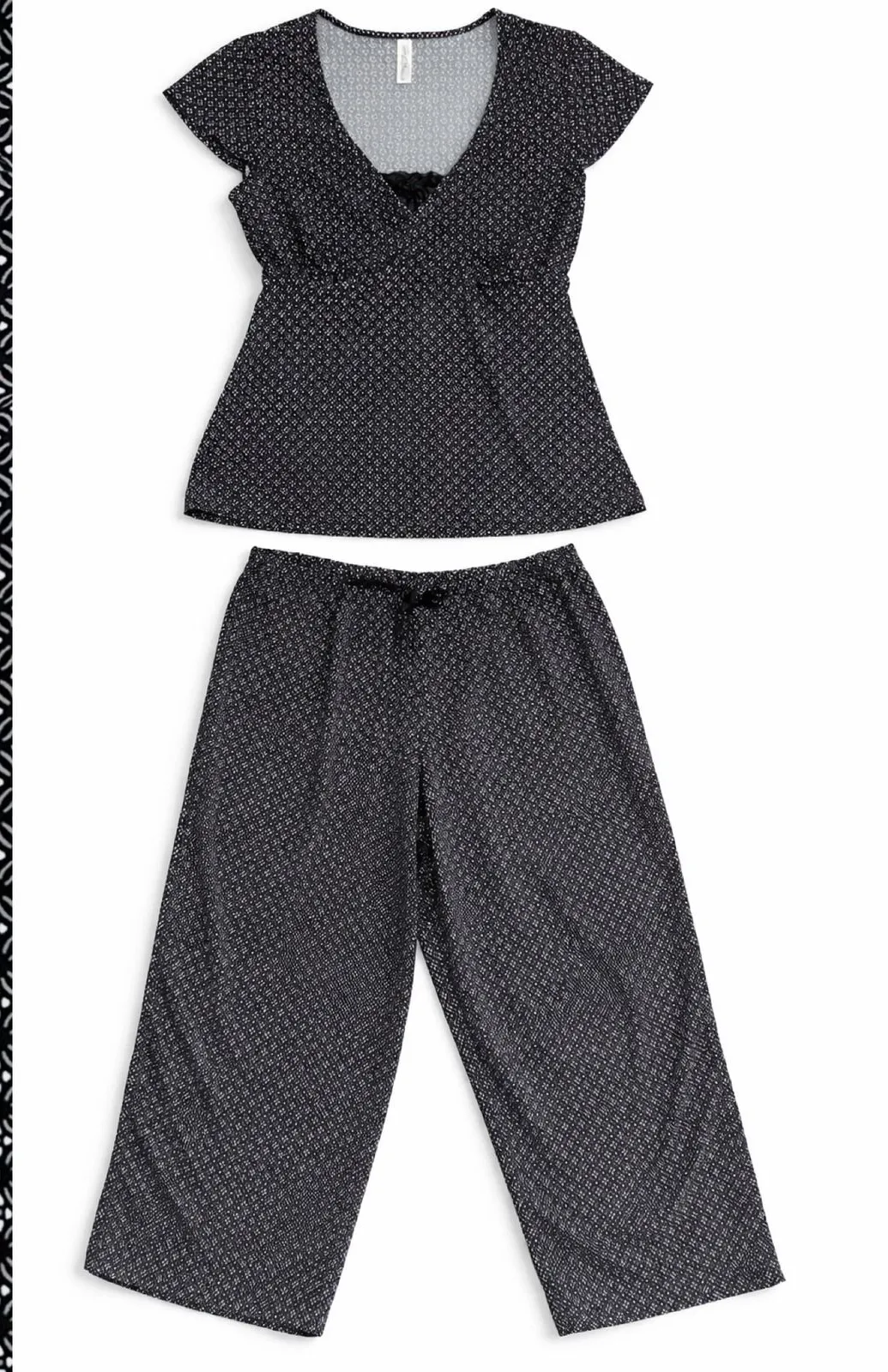 Marilyn Monroe Womens Pajama Set Black Geometric Print Cap Sleeve Top Pants S - Image 2