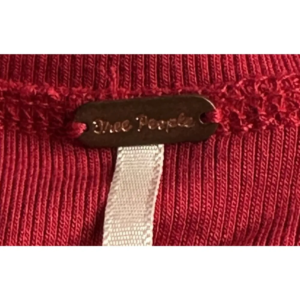 Free People Red Downtown Girl Cut Out Long Sleeve Swing Tunic Top Sz S OB976710 - Image 13