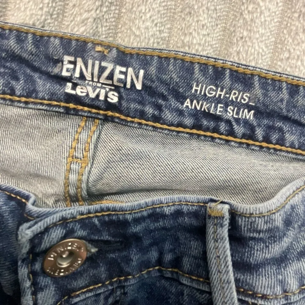 Denizen from Levi's Jeans Womens 12 High Rise Ankle Slim Distressed Blue Stretch - Image 7