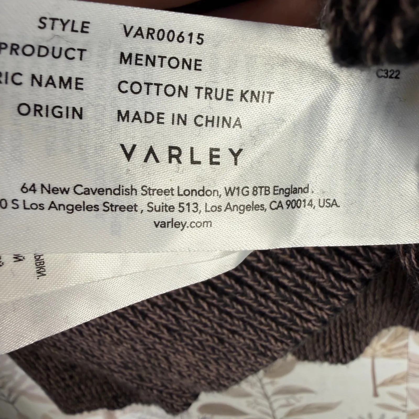 Varley Mentone 100% Cotton 1/4 Zip Knit Sweater Small Dark Brown Cropped Small - Image 12