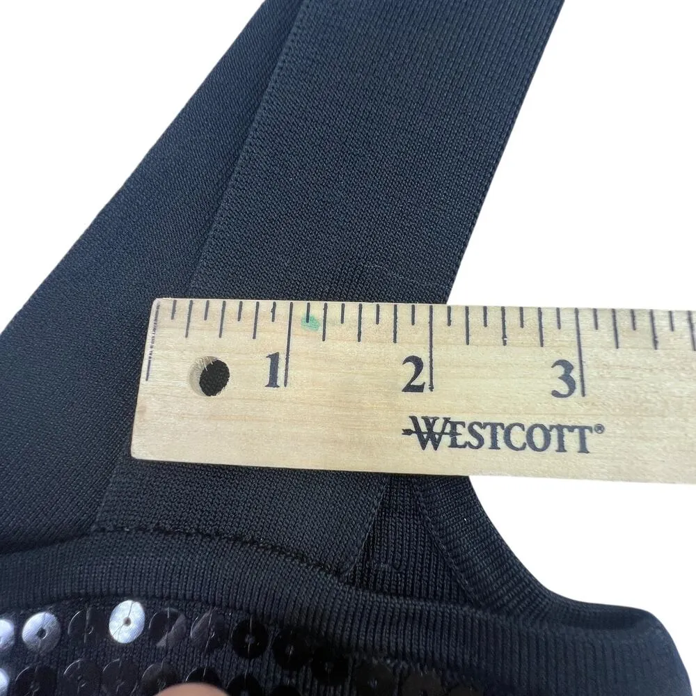 BB Dakota Sequin Bandage Mini Dress B Black M Sleeveless Bodycon Party Cocktail - Image 11