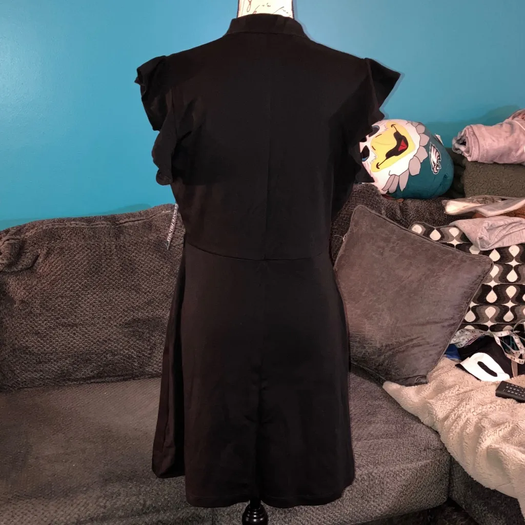 NWT NY&CO Two Pocket A Line Sheath Mini Dress, Large Black - Image 4