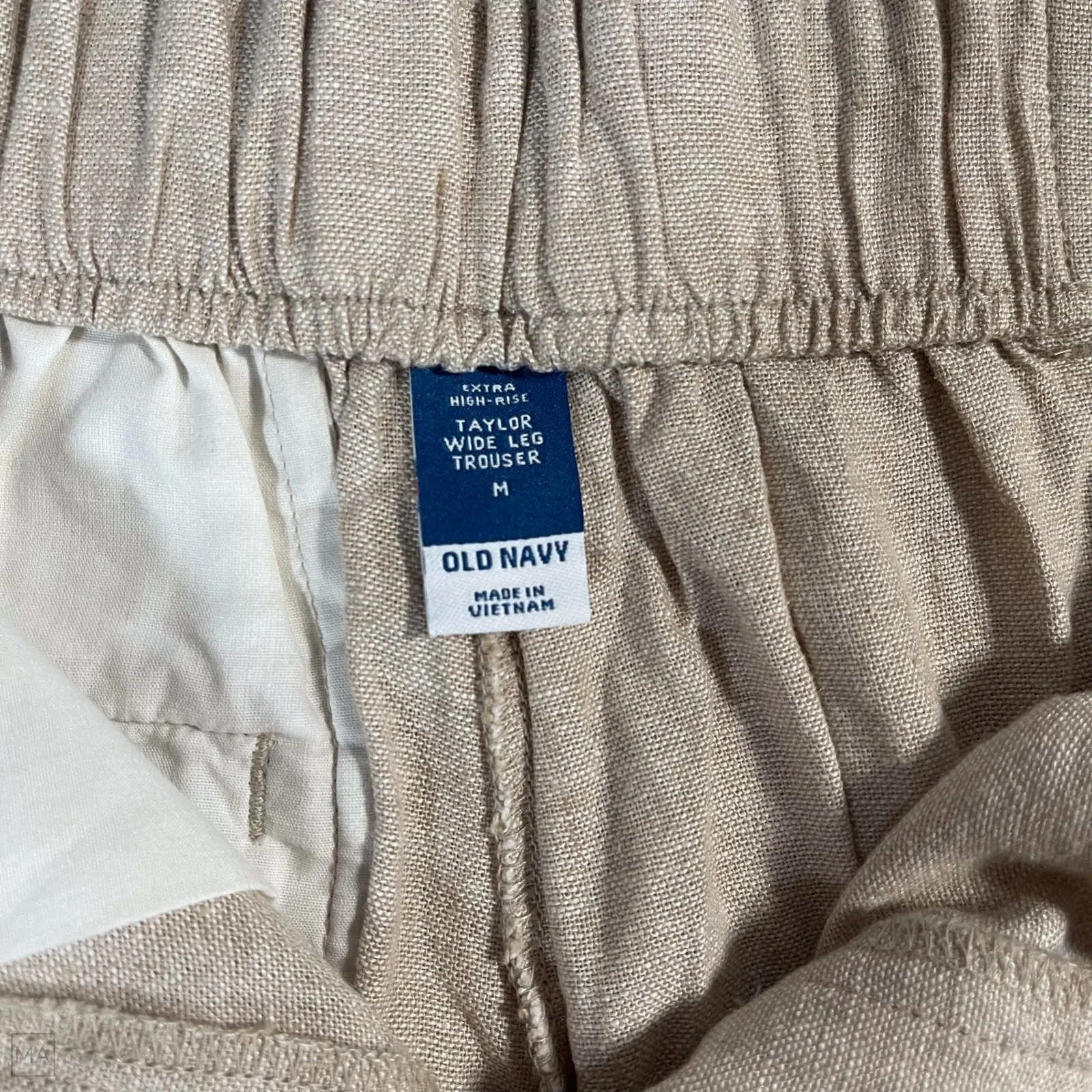 NEW Old Navy Women's Pants Taylor Wide Leg Trouser Linen Blend Flowy M‎ Beige - Image 2