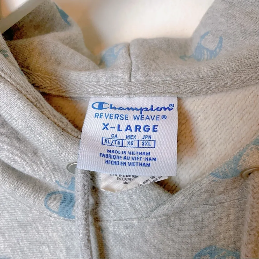 Champion Silver Allover Logo Print Hoodie - Image 2