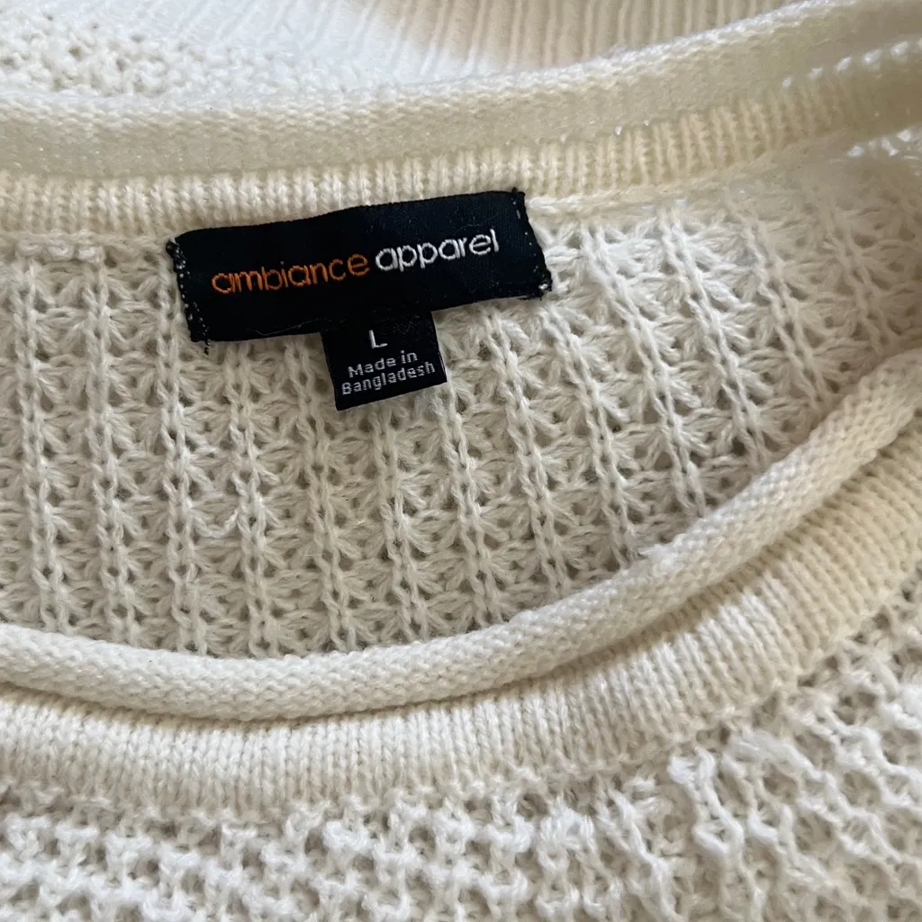 Ambiance Women's Off-White Crew Neck Sweater - Image 4