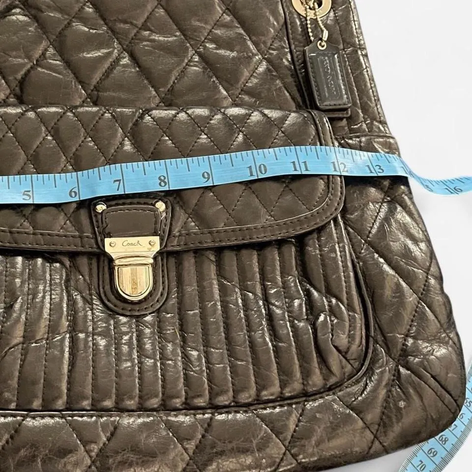 Vintage Coach Poppy Quilted Black Leather Chain Tote Bag - Image 7