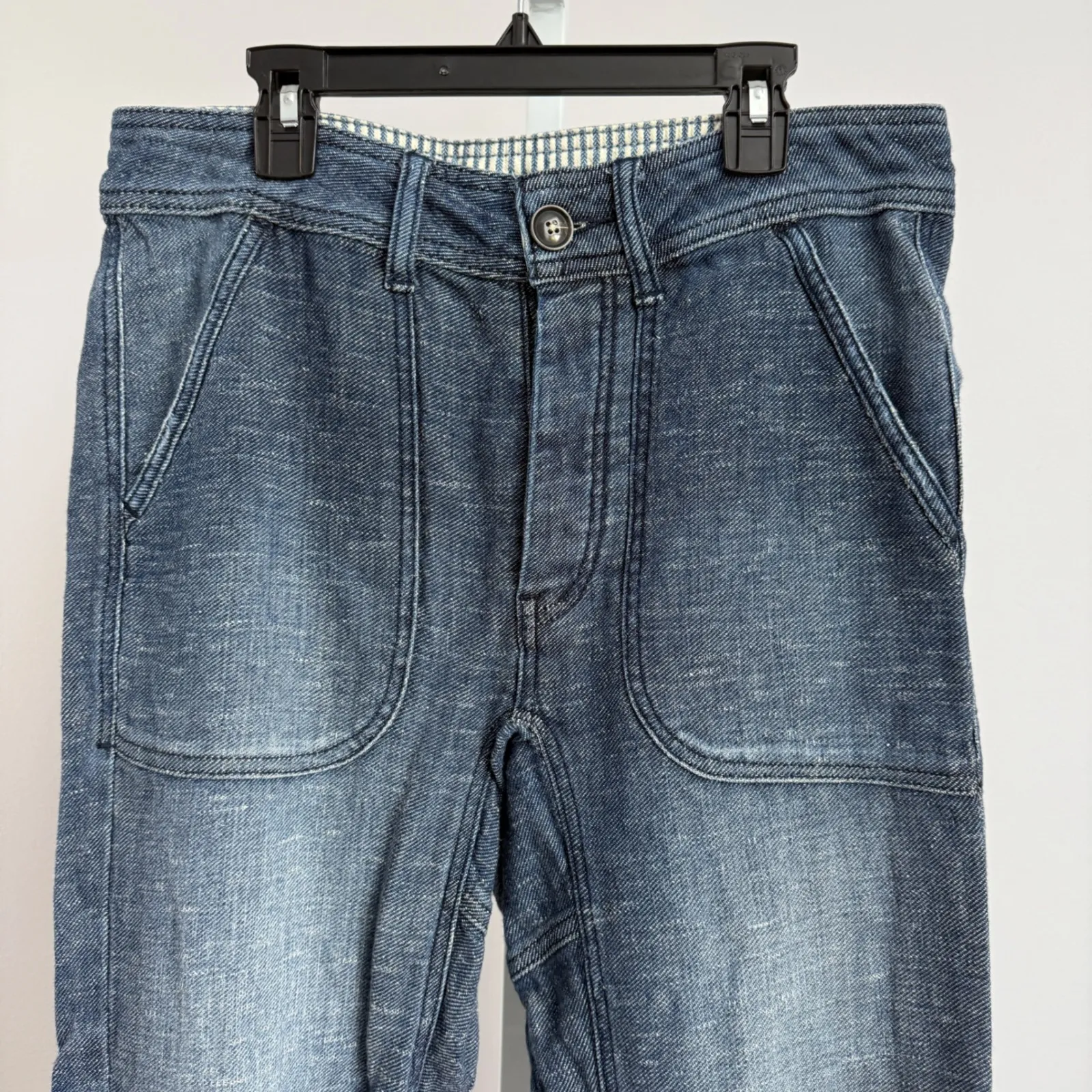 We The Free Linen Cotton Blend Jogger‎ Pants Denim Blue Womens Size 27 - Image 2