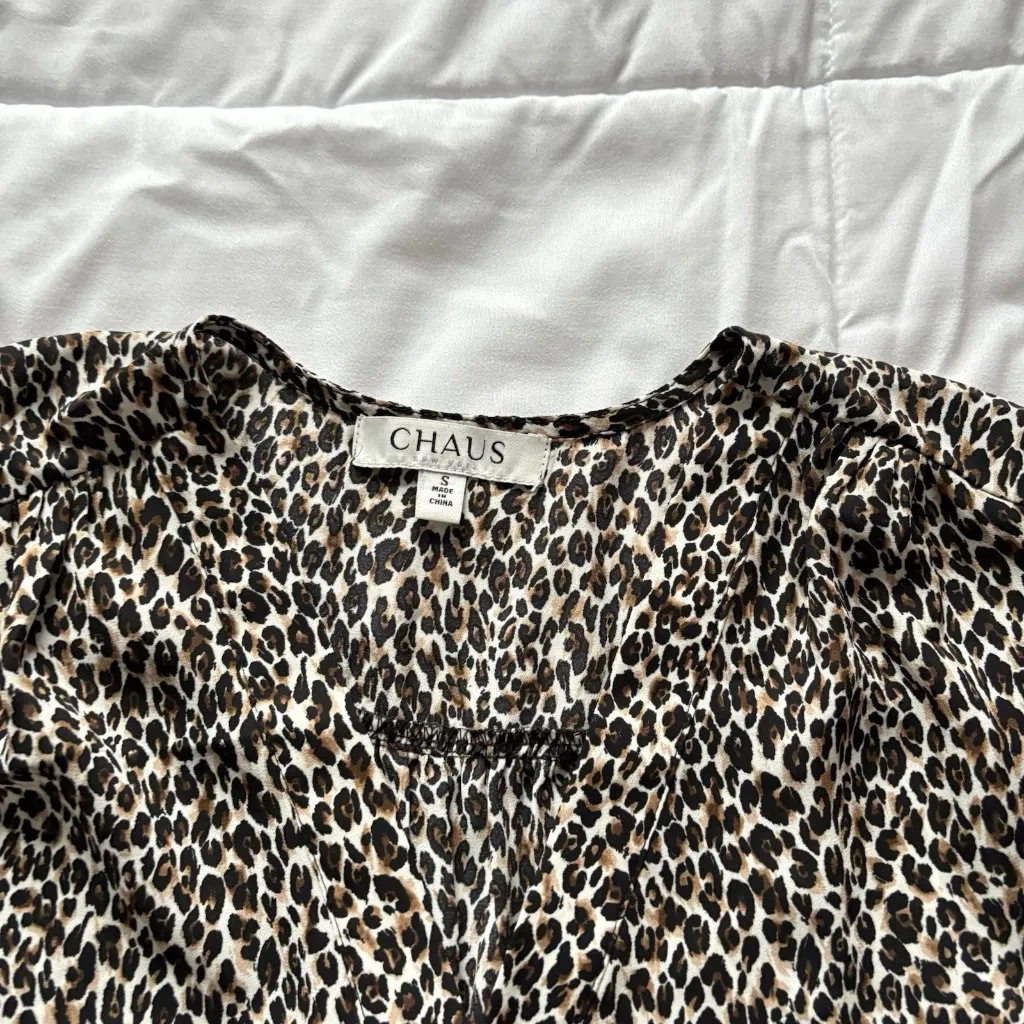 Chaus Womens Size Small Brown Cheetah Tank Top Blouse Officechic Corpcore City - Image 2