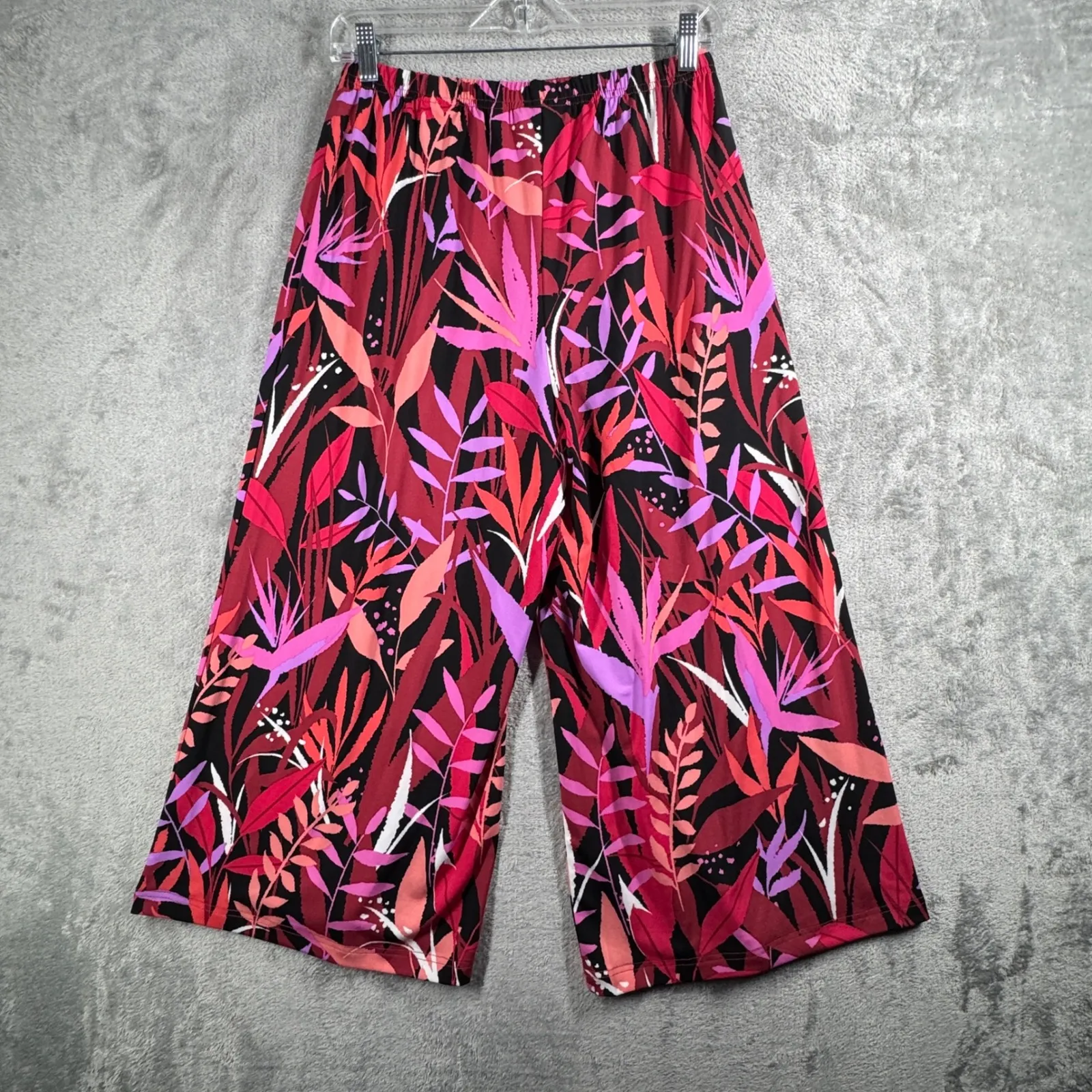 Bob Mackie Wearable Art Pants Women S Wide Leg Palazzo Tropical Leaf Bold Cruise - Image 3