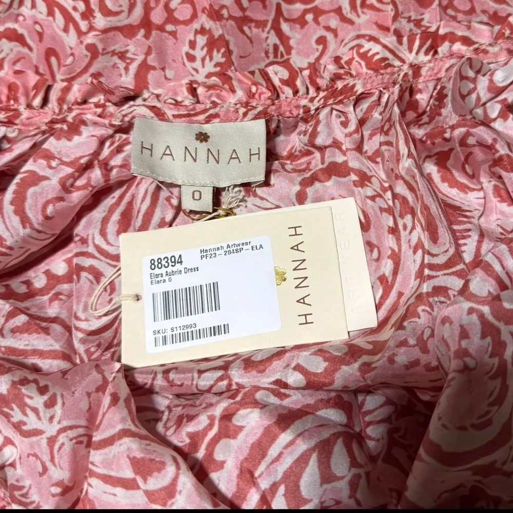 Hannah Artwear Elara Aubrie Maxi Dress Size 0 NWT 100% Silk Pink Paisley Boho Red - Image 10