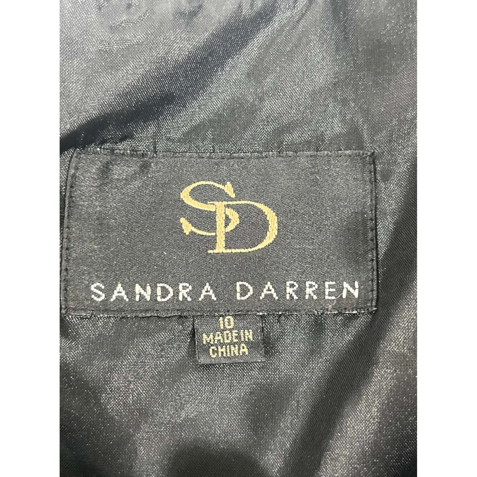 SANDRA DARREN Women Sheath Dress Scalloped Neckline Short Sleeve Black Size 10 - Image 8