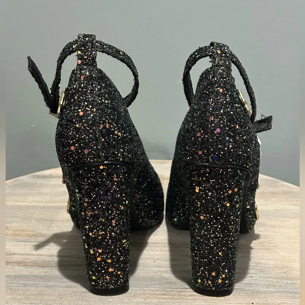 Cape Robbin Ella Black Glitter sparkling pin pumps. Size 10M - Image 4